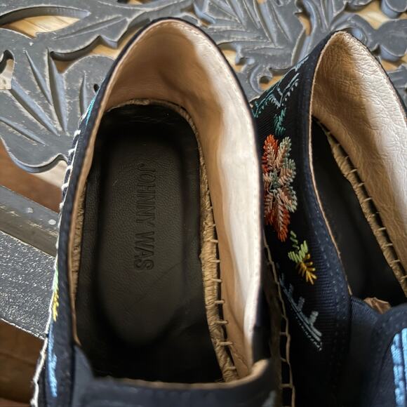 Johnny Was Elysia Floral Embroidered Espadrille Slip On Platform Sneakers 37 - Picture 9 of 12